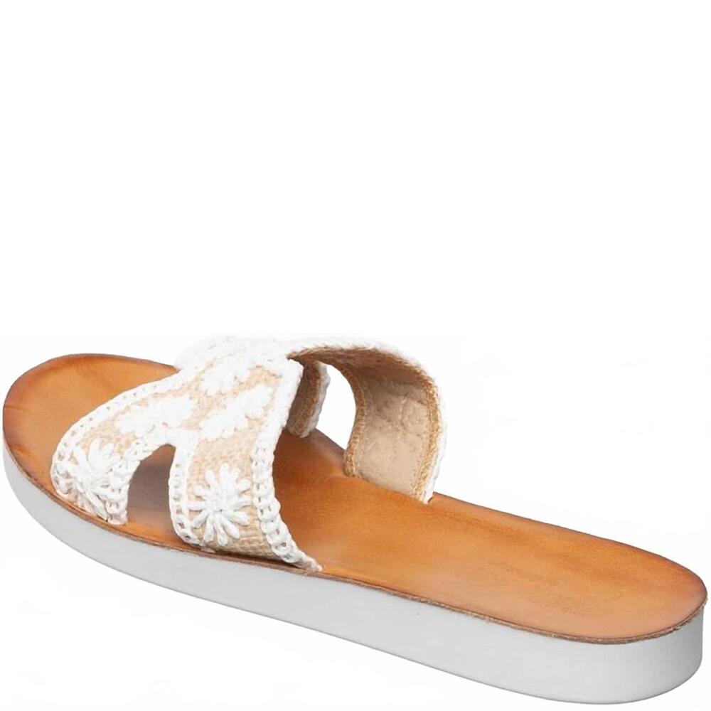 NEW ANTELOPE women's alex flat sandals in white raffia - Picture 3 of 4